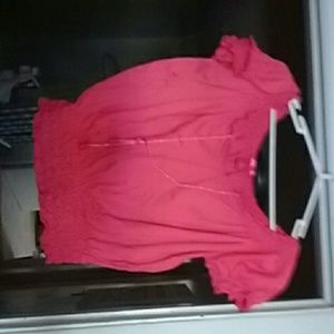 Short sleeve watermelon colored cottin drawstring